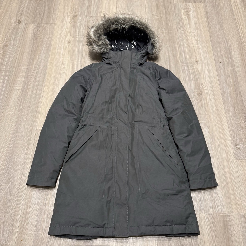 The North Face Winter Down Parka Coat Faux Fur Hood Gray Jacket Women's S
